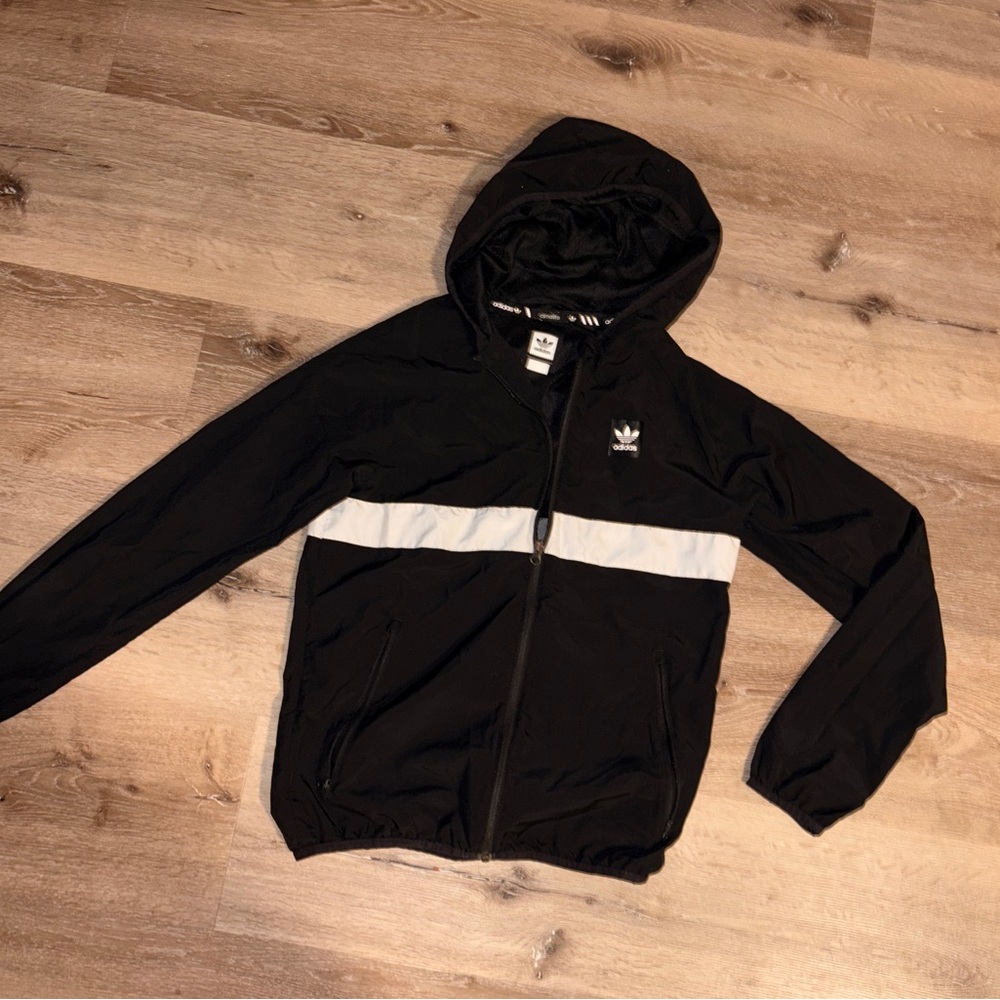 adidas Black and White Windbreaker Jacket